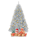 6 Feet Hinged Unlit Artificial Silver Tinsel Christmas Tree with Metal Stand by LJGDeals