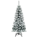 4.5 Feet Unlit Hinged Snow Flocked Artificial Pencil Christmas Tree with 242 Branch by LJGDeals