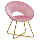 Modern Accent Velvet Dining Arm Chair with Golden Metal Legs and Soft Cushion by LJGDeals
