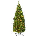 4.5 Feet Pre-lit Hinged Pencil Christmas Tree with Pine Cones Red Berries and 150 Lights by LJGDeals