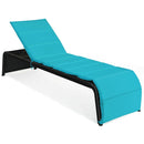 Patio Rattan Lounge Chair Back Adjustable Chaise Recliner with Cushioned by LJGDeals