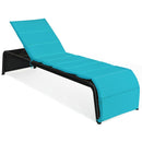 Patio Rattan Lounge Chair Back Adjustable Chaise Recliner with Cushioned
