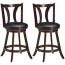 Set of 2 Swivel Bar stool 24 Inch Counter Height Leather Padded Dining Kitchen Chair