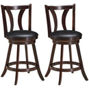 Set of 2 Swivel Bar stool 24 Inch Counter Height Leather Padded Dining Kitchen Chair by LJGDeals