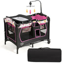 3-in-1 Convertible Portable Baby Playard with Music Box and Wheel and Brakes by LJGDeals