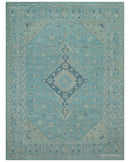 Turkish Serapi Blue and Beige Hand Knotted Wool Area Rug 9x12