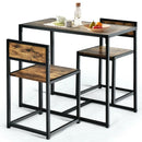 3 Pcs Dining Set Compact Table and 2 Chair with Metal Frame for for Small Space by LJGDeals
