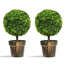 2 Pieces 24 Inch Artificial Boxwood Topiary Ball Tree for House and Office by LJGDeals