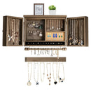 Vintage Wood Wall Mounted Jewelry Organizer with Barn Door-Brown by LJGDeals