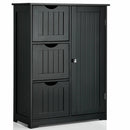 Bathroom Floor Cabinet Side Storage Cabinet with 3 Drawers and 1 Cupboard by LJGDeals