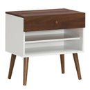 Mid-Century Nightstand with Drawer and Rubber Wood Legs by LJGDeals