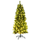 6 Feet PVC Hinged Pre-lit Artificial Fir Pencil Christmas Tree with 150 Lights by LJGDeals