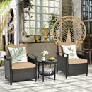 3 Pieces Patio Rattan Furniture Set Cushioned Sofa Storage Table with Shelf Garden by LJGDeals