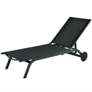Aluminum Fabric Outdoor Patio Lounge Chair with Adjustable Reclining -Black