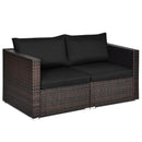 2 Pieces Patio Rattan Sectional Conversation Sofa Set-Beige by LJGDeals
