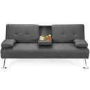 Convertible Folding Futon Sofa Bed Fabric with 2 Cup Holders by LJGDeals