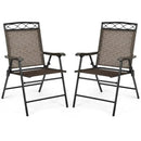 Set of 2 Patio Folding Chairs Sling Portable Dining Chair Set with Armrest by LJGDeals