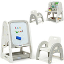 2-in-1 Kids Easel Desk Chair Set Book Rack Adjustable Art Painting Board by LJGDeals