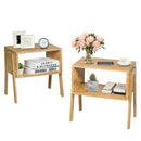 2 Pieces Bamboo Nightstand Sofa Table with Storage Shelf by LJGDeals