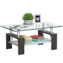 Rectangular Tempered Glass Coffee Table with Shelf by LJGDeals