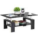 Rectangular Tempered Glass Coffee Table with Shelf by LJGDeals