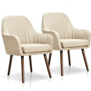 Set of 2 Fabric Upholstered Accent Chairs with Wooden Legs by LJGDeals