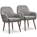 Set of 2 Fabric Upholstered Accent Chairs with Wooden Legs by LJGDeals