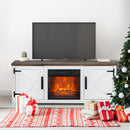 Modern White Electric Fireplace TV Stand For 58 Inch TV Storage Cabinet For Living Room