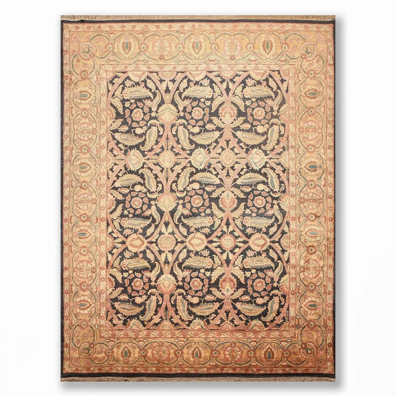 9x12 Charcoal, Gold Hand Knotted 100% Wool Sultanabad Oriental Area Rug