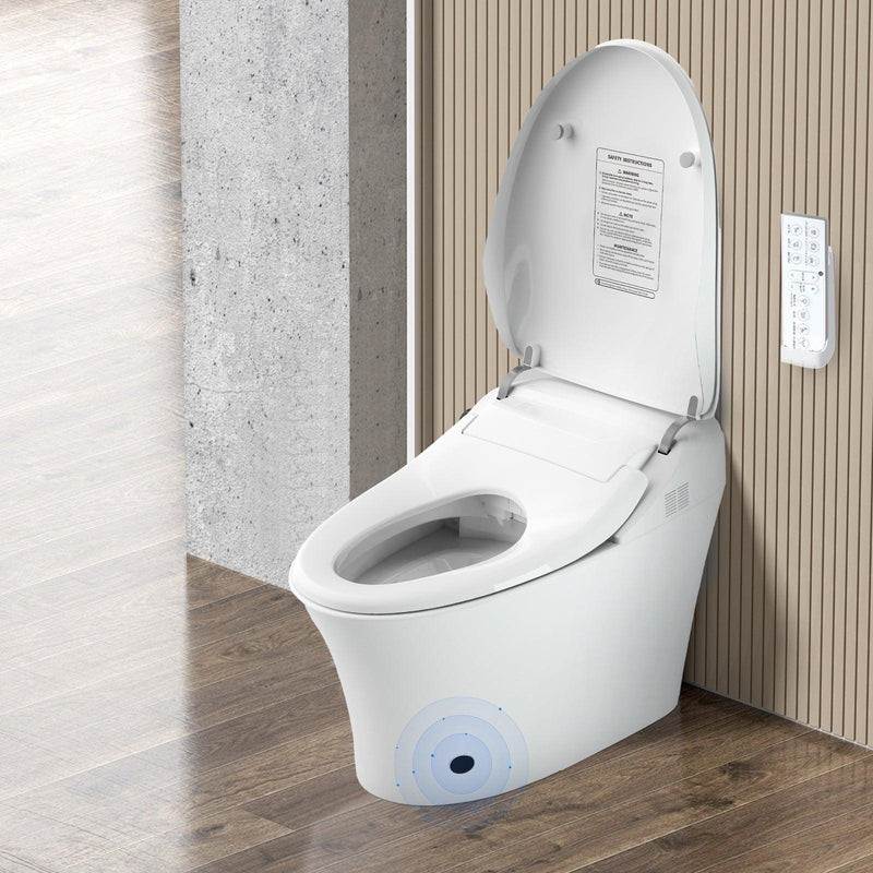 Smart Toilet with Wireless Remote, Multiple Spray Modes, Heated Seat with Warm Water Sprayer and Dryer, Foot Sensor