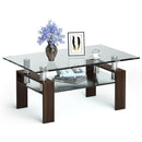 Rectangle Glass Coffee Table with Metal Legs for Living Room by DirectDeals