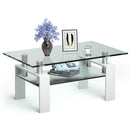Rectangle Glass Coffee Table with Metal Legs for Living Room by LJGDeals
