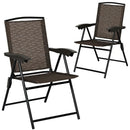 2 Pieces Folding Sling Chairs with Smooth Armrests and Adjustable Back for Patio by LJGDeals