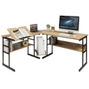 L-Shaped Computer Desk with Tiltable Tabletop by LJGDeals