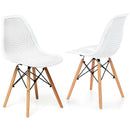 2 Pcs Modern Plastic Hollow Chair Set with Wood Leg by LJGDeals