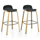 Set of 2 Modern Barstools Pub Chairs with Low Back and Metal Legs by LJGDeals