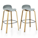 Set of 2 Modern Barstools Pub Chairs with Low Back and Metal Legs by LJGDeals