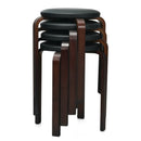 Set of 4 Bentwood Round Stool Stackable Dining Chairs with Padded Seat by LJGDeals