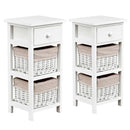 2 Pieces Bedroom Bedside End Table with Drawer Baskets-White by LJGDeals