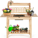 Garden Potting Bench Workstation Table with Sliding Tabletop Sink Shelves by LJGDeals