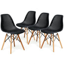 4 Pieces Modern Plastic Hollow Chair Set with Wood Leg by LJGDeals