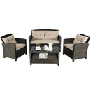 4 Pieces Outdoor Rattan Furniture Set with Glass Table by DirectDeals