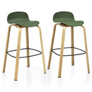 Set of 2 Modern Barstools Pub Chairs with Low Back and Metal Legs by LJGDeals