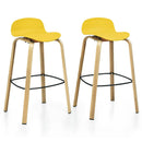 Set of 2 Modern Barstools Pub Chairs with Low Back and Metal Legs by LJGDeals