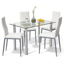 5 Pieces Dining Set with 4 PVC Leather Chairs by LJGDeals