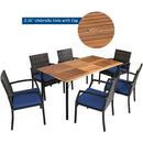 7Pcs Patio Rattan Cushioned Dining Set with Umbrella Hole by LJGDeals