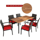 7Pcs Patio Rattan Cushioned Dining Set with Umbrella Hole by LJGDeals