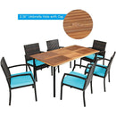 7Pcs Patio Rattan Cushioned Dining Set with Umbrella Hole by LJGDeals