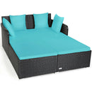 Spacious Outdoor Rattan Daybed with Upholstered Cushions and Pillows by LJGDeals