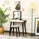 Vanity Table Set with Flip Top Mirror and Padded Stool-Brown by LJGDeals